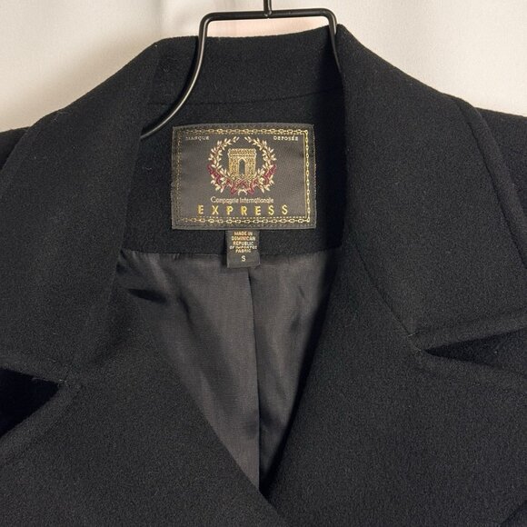 Vintage Express Cropped Wool Jacket Double Breasted Black Womens S - Picture 3 of 7
